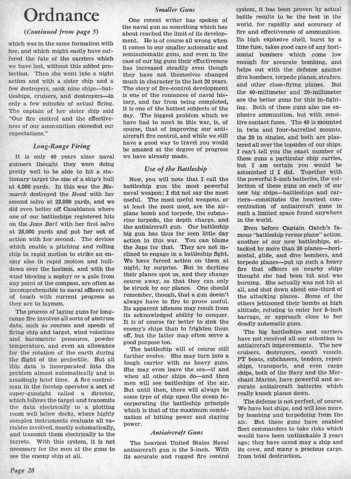 The Role of Naval Ordnance in War — All Hands May 1943, p. 28