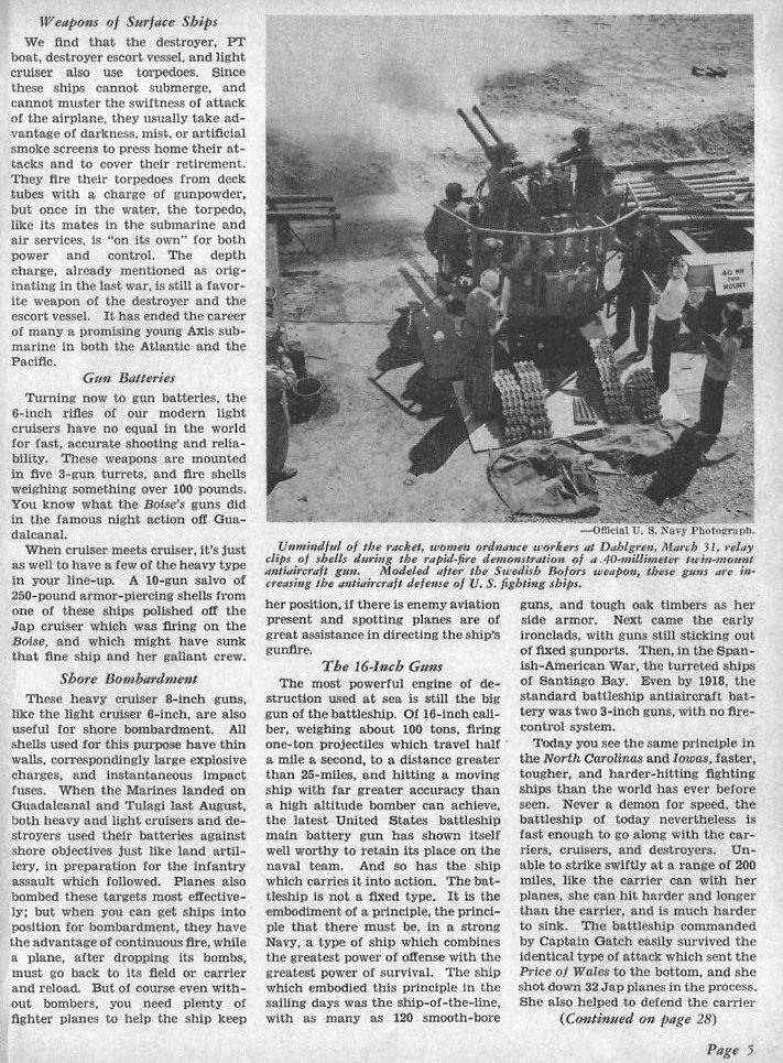 The Role of Naval Ordnance in War — All Hands May 1943, p. 5