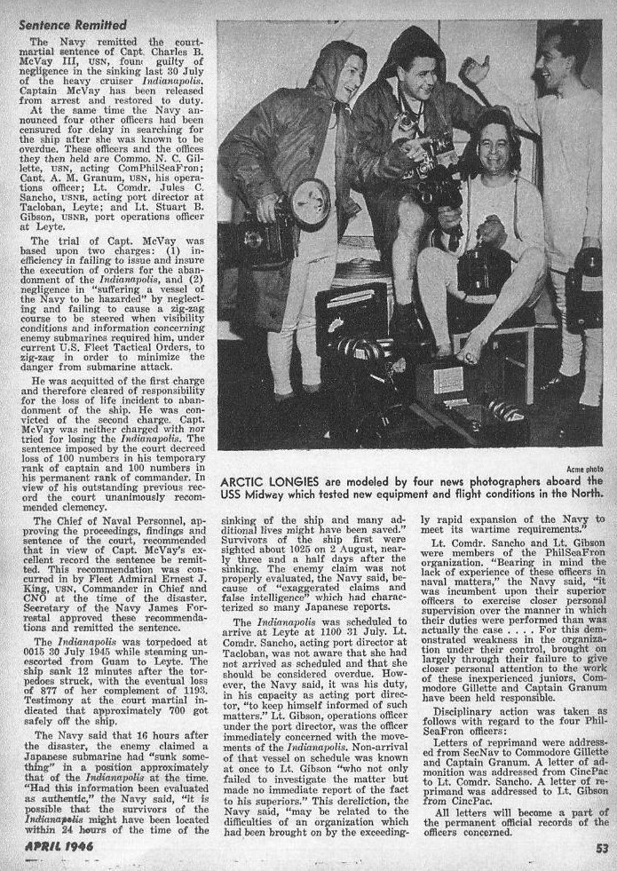 Captain McVay's Sentence Remitted article — p. 53