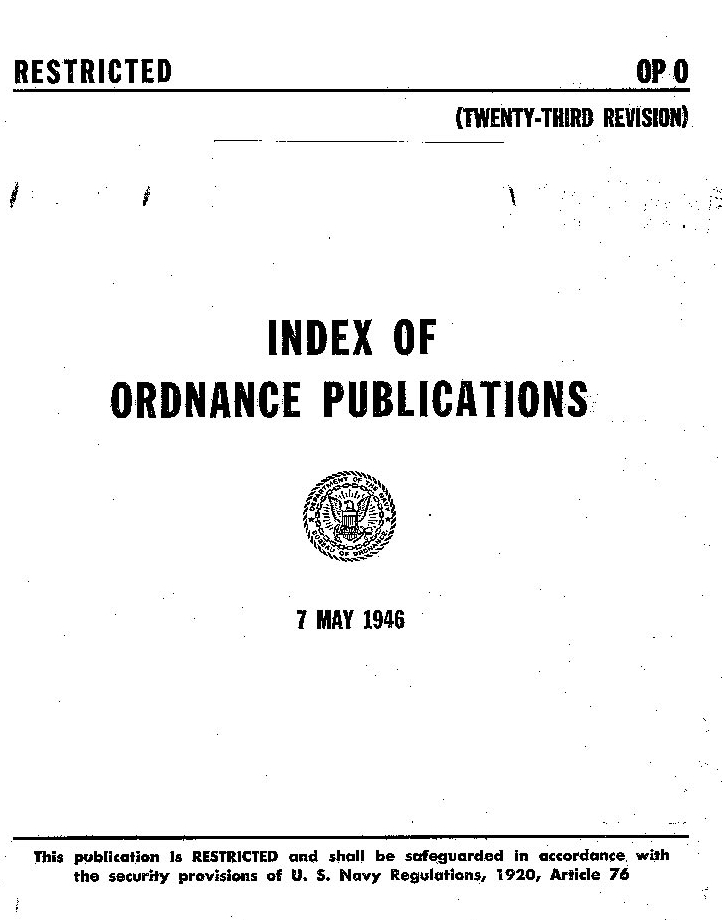 OP 0 — Ordnance Pamphlet Zero Master Index 1946 cover