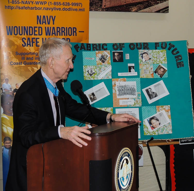 Maj. General James E. Livingston addressing staff