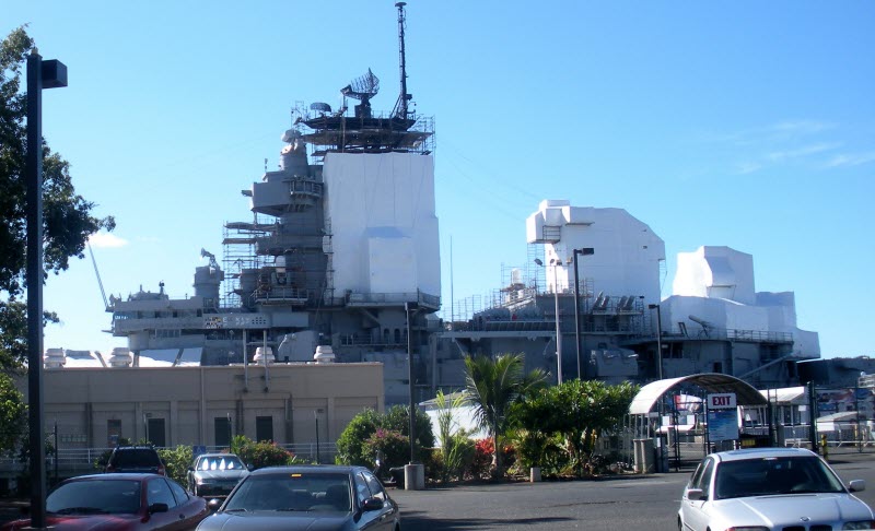 Sanding covers on USS Missouri superstructure