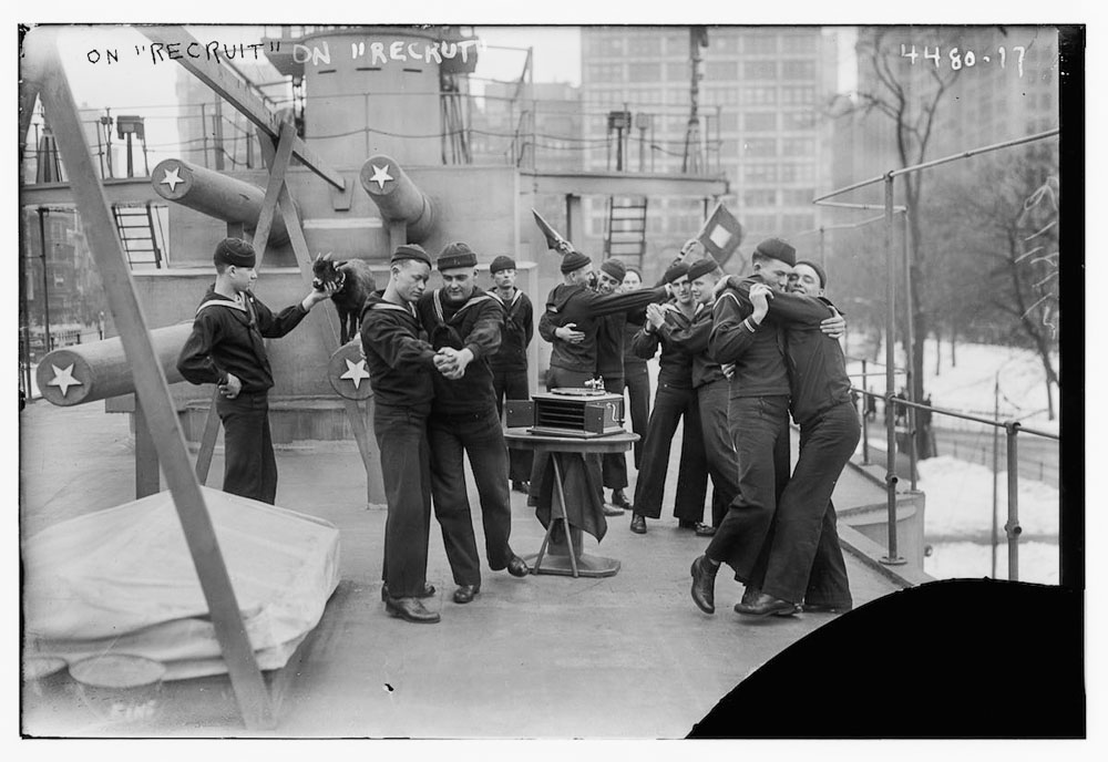Dancing on deck of USS Recruit
