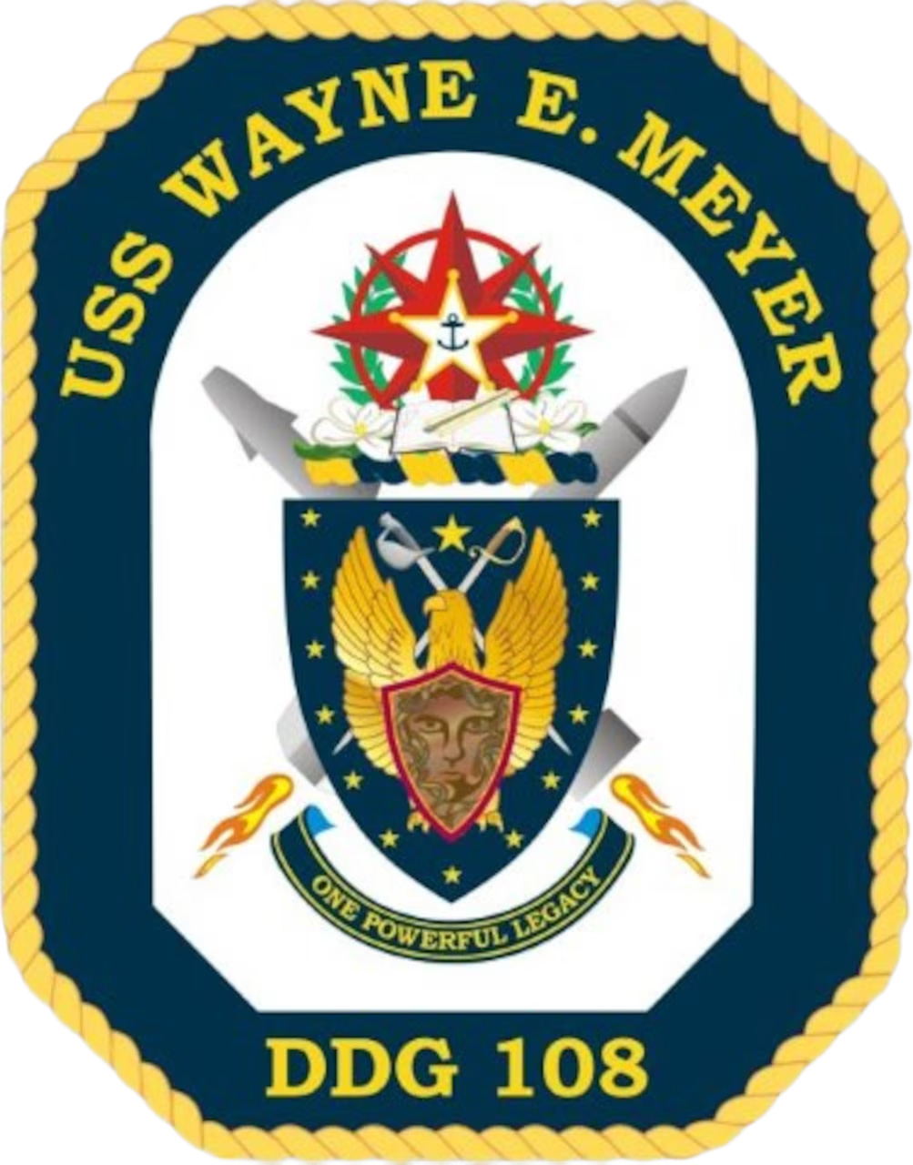 USS Wayne E. Meyer DDG-108 ship's crest — 'One Powerful Legacy'