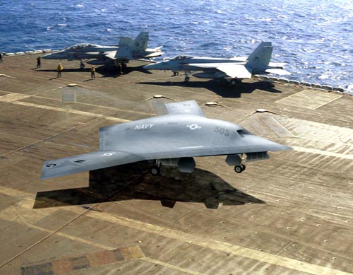 X-47B UCAS on carrier deck