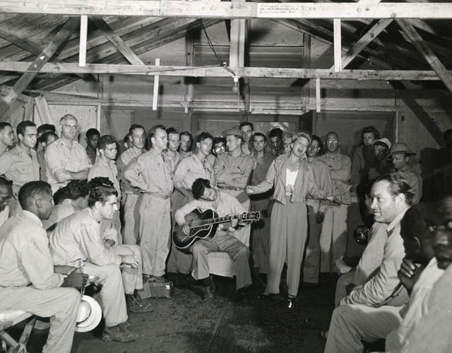 Bob Hope with troops WWII South Pacific