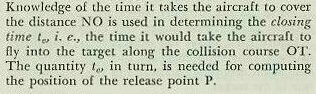 Equation &mdash; toss-bombing release relation along the pull-out curve