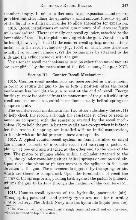 Naval Ordnance 1937, Chapter X: Recoil and Recoil Brakes — p. 247