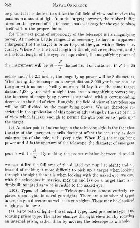 Naval Ordnance 1937, Chapter XI: Naval Gun Sights — p. 262