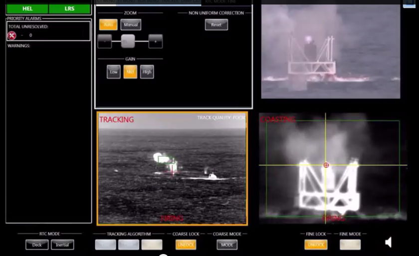 LaWS targeting screen showing engagement of aerial target